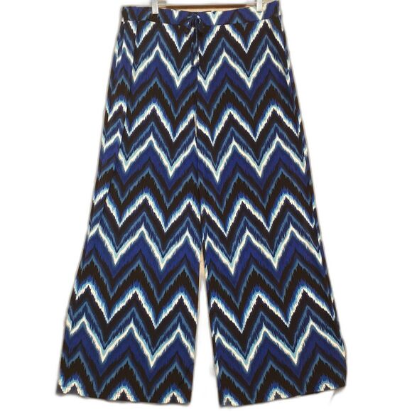 Style & Co Elastic Waist Pants Blue/ White Chevron Women's Size XL Pull On - Picture 1 of 8